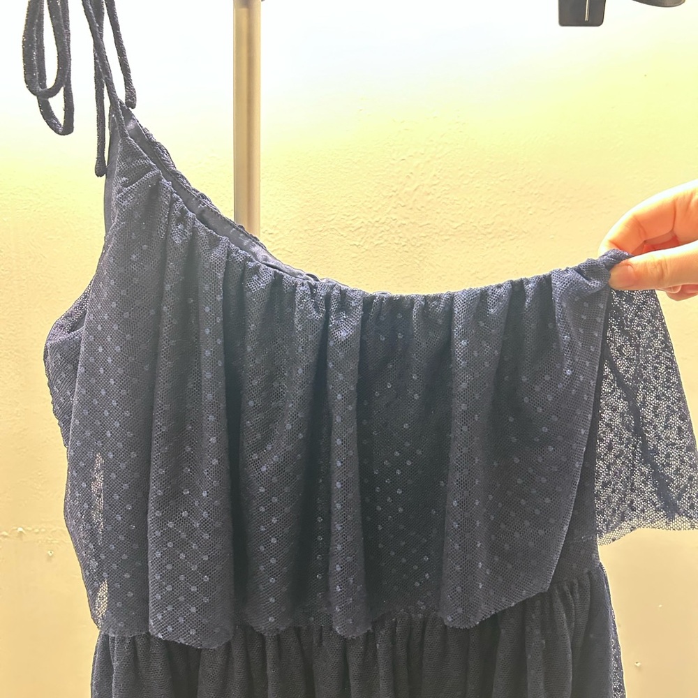 Lulus Ruffle-Trim Navy Tulle Dress - Picture 8 of 10